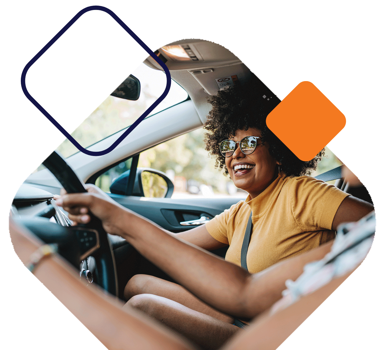 Smiling Woman In Passenger Seat