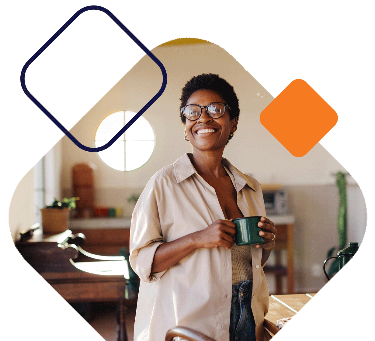 Smiling Woman With Coffee Mug