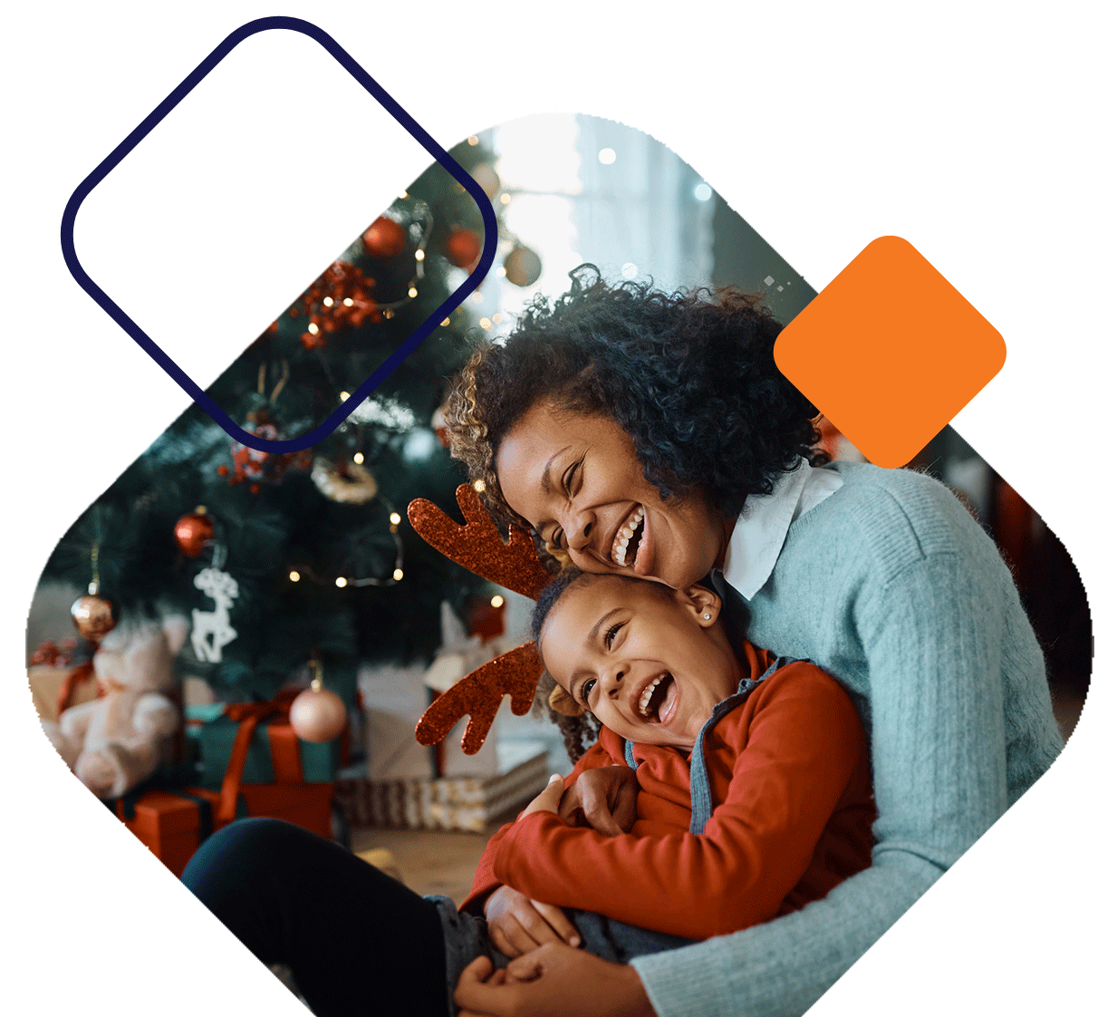 Smiling Mom And Child During Holidays